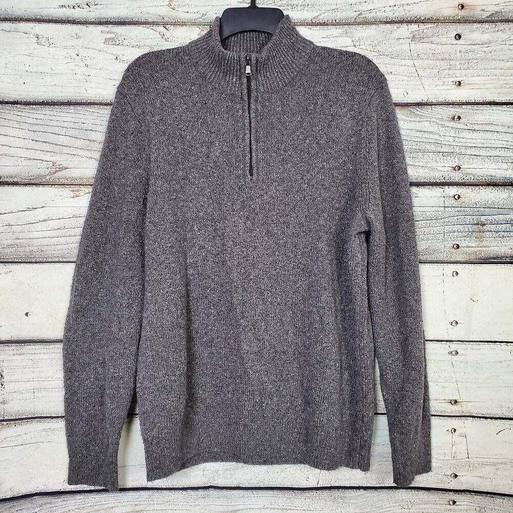 Sonoma Goods for Life Women’s Sweater M Gray Mock Neck 1/4 Zip Pullover Knit